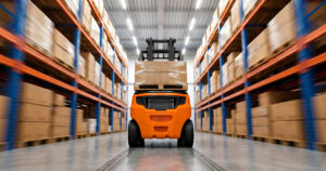 Forklift moving inventory in a Sydney logistics warehouse